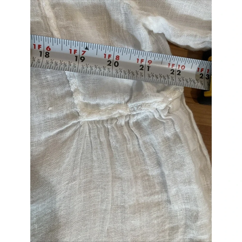 The White Company 100% Linen Blouse Top Size 10 White Pintuck Gauze Peasant Boho - Picture 10 of 15